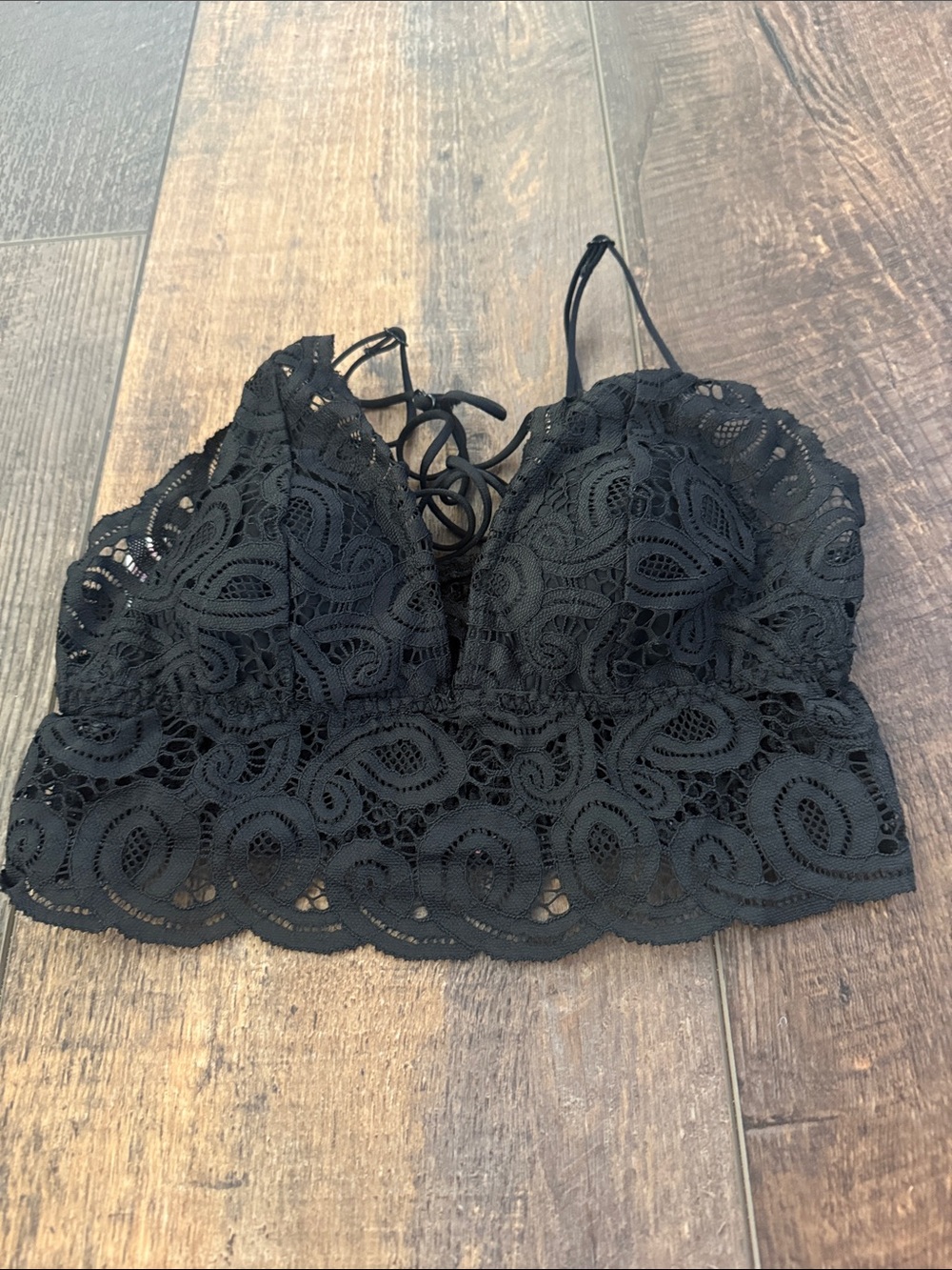 PINK Victoria's Secret Black Lace Bralette with Strappy Back